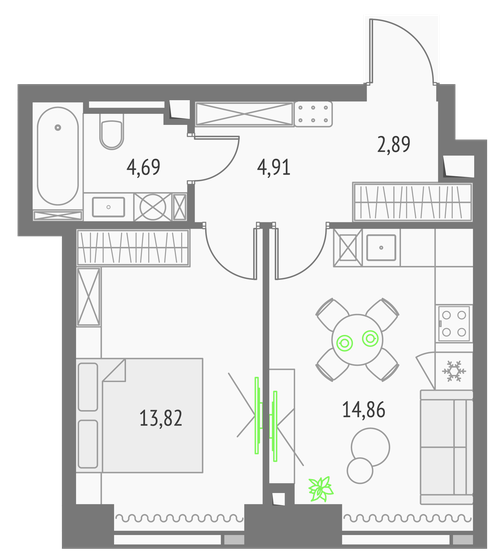 41,2 м², 1-комнатная квартира 18 214 606 ₽ - изображение 11