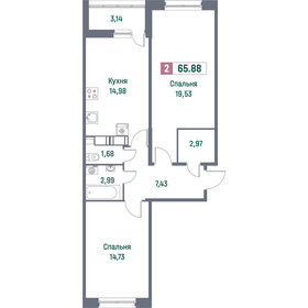 Квартира 65,9 м², 2-комнатная - изображение 1