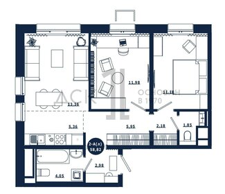 Квартира 58,8 м², 2-комнатная - изображение 1