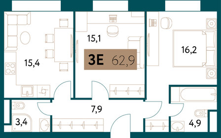 67 м², 3-комнатная квартира 19 000 000 ₽ - изображение 103