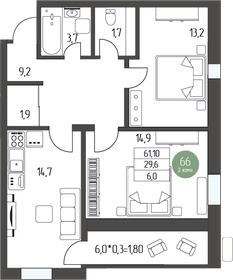 65,1 м², 2-комнатная квартира 7 438 340 ₽ - изображение 60