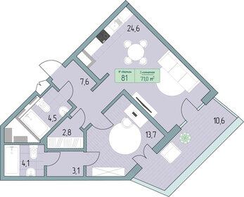 78,4 м², 2-комнатные апартаменты 16 401 000 ₽ - изображение 14