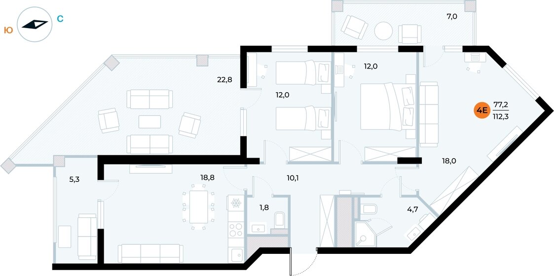112,3 м², 3-комнатные апартаменты 30 323 452 ₽ - изображение 26