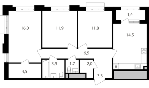 67,4 м², 3-комнатная квартира 24 749 280 ₽ - изображение 23