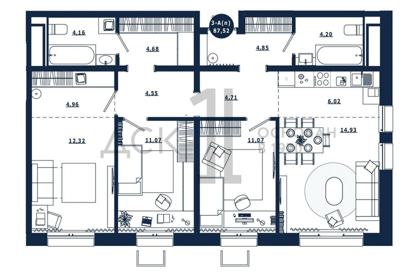 87,5 м², 3-комнатная квартира 10 150 000 ₽ - изображение 1