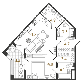 59,5 м², 1-комнатная квартира 24 910 000 ₽ - изображение 98