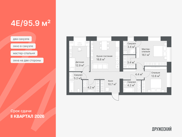 Квартира 95,9 м², 3-комнатная - изображение 1