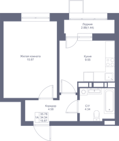 35,8 м², 1-комнатная квартира 8 801 880 ₽ - изображение 38