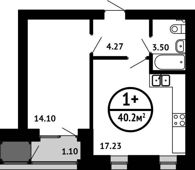 40,2 м², 1-комнатная квартира 5 708 400 ₽ - изображение 19