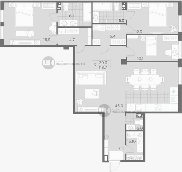 118,7 м², 4-комнатная квартира 54 000 000 ₽ - изображение 38