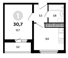 30,8 м², 1-комнатная квартира 4 004 000 ₽ - изображение 10