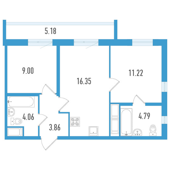 50,8 м², 2-комнатная квартира 10 420 150 ₽ - изображение 26