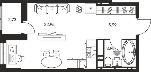 Квартира 35,8 м², студия - изображение 1