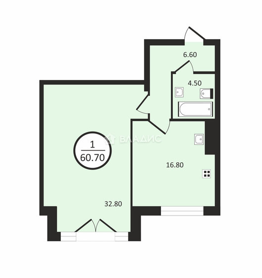 60,7 м², 1-комнатная квартира 8 250 000 ₽ - изображение 1