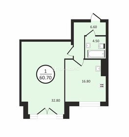 Квартира 60,7 м², 1-комнатная - изображение 1