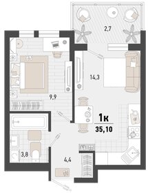35,1 м², 1-комнатная квартира 10 319 400 ₽ - изображение 15