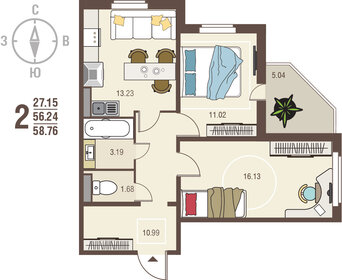 56 м², 2-комнатная квартира 5 750 000 ₽ - изображение 82