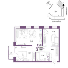 56,1 м², 3-комнатная квартира 8 085 000 ₽ - изображение 21