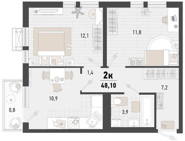 48,1 м², 2-комнатная квартира 13 472 810 ₽ - изображение 3