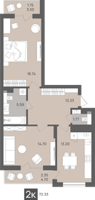 Квартира 70,3 м², 2-комнатная - изображение 1