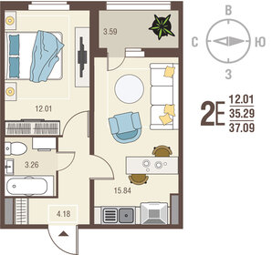 37,4 м², 1-комнатная квартира 3 350 000 ₽ - изображение 28