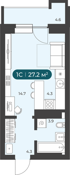 27,2 м², 1-комнатная квартира 3 700 000 ₽ - изображение 33