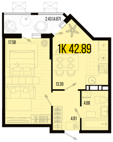 42,7 м², 1-комнатная квартира 4 665 024 ₽ - изображение 17