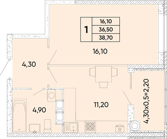 38,6 м², 1-комнатная квартира 4 836 580 ₽ - изображение 70