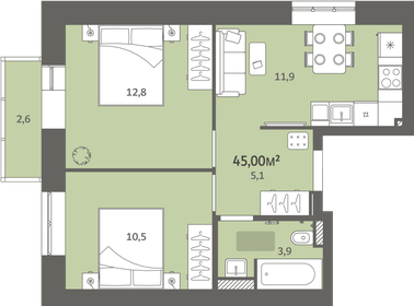 47,7 м², 2-комнатная квартира 3 696 750 ₽ - изображение 9