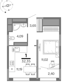 32,4 м², 1-комнатная квартира 4 224 365 ₽ - изображение 15