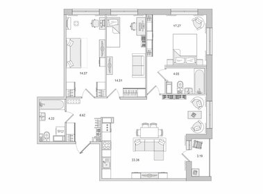 Квартира 98 м², 3-комнатная - изображение 1