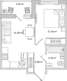 37,6 м², 1-комнатная квартира 8 419 454 ₽ - изображение 44