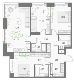 100,4 м², 4-комнатная квартира 26 500 000 ₽ - изображение 113