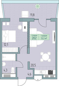 61,4 м², 2-комнатные апартаменты 13 619 200 ₽ - изображение 14