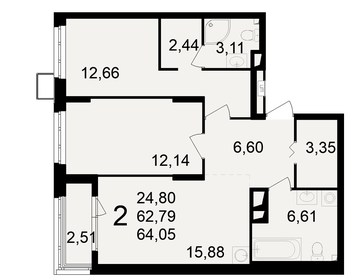 63,9 м², 2-комнатная квартира 6 234 150 ₽ - изображение 14