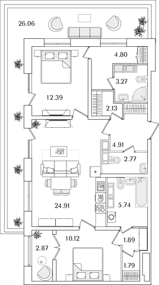 84 м², 2-комнатная квартира 25 441 898 ₽ - изображение 14