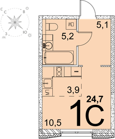 Квартира 24,7 м², студия - изображение 1