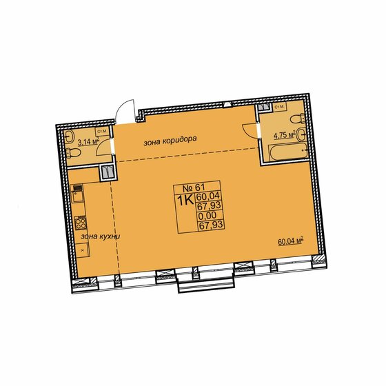 67,9 м², 2-комнатная квартира 23 780 000 ₽ - изображение 1