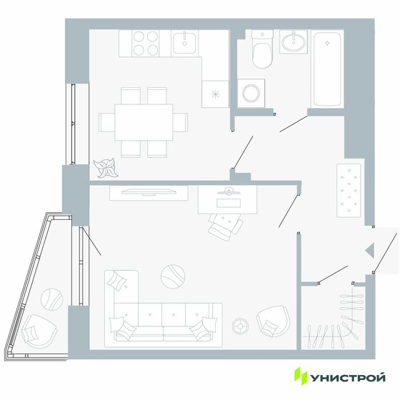 39,9 м², 1-комнатная квартира 5 384 000 ₽ - изображение 1