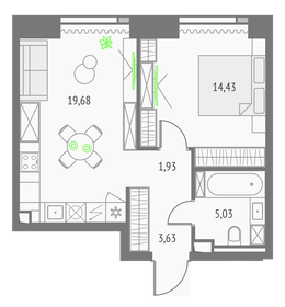 44,1 м², 1-комнатная квартира 19 862 768 ₽ - изображение 18