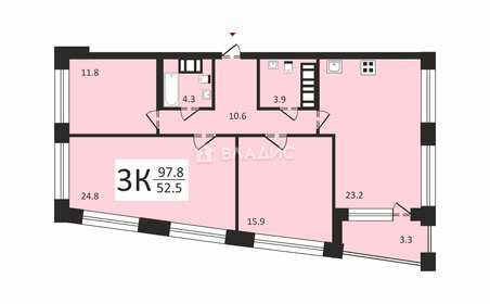 Квартира 97,8 м², 3-комнатная - изображение 1