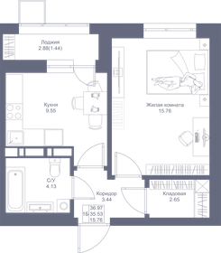 37 м², 1-комнатная квартира 9 020 680 ₽ - изображение 36