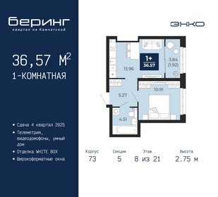 36,6 м², 1-комнатная квартира 5 091 000 ₽ - изображение 12