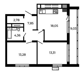 Квартира 64,2 м², 2-комнатная - изображение 1