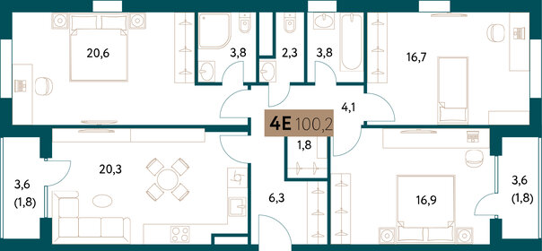 100,2 м², 4-комнатная квартира 48 726 508 ₽ - изображение 38