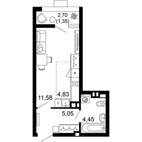 Квартира 27,3 м², 1-комнатная - изображение 1