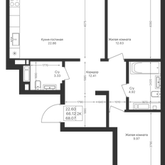 Квартира 68,1 м², 2-комнатная - изображение 2