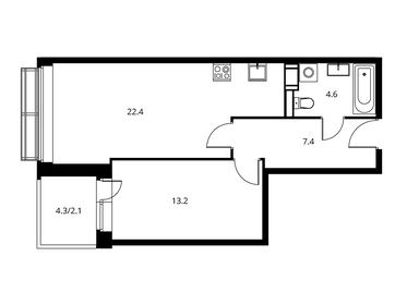 Квартира 49,8 м², 2-комнатная - изображение 1