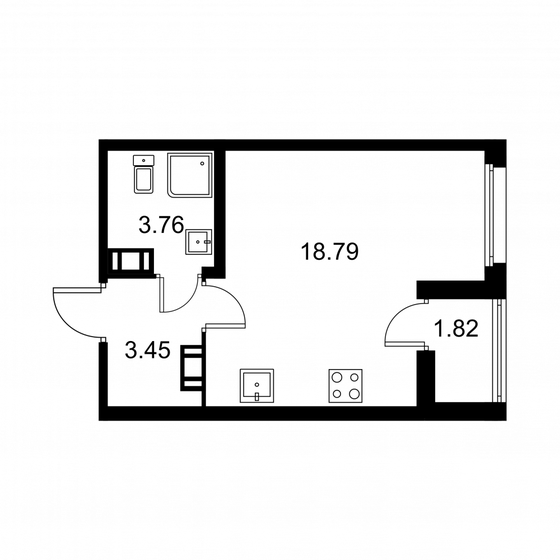 26,9 м², квартира-студия 4 440 150 ₽ - изображение 1