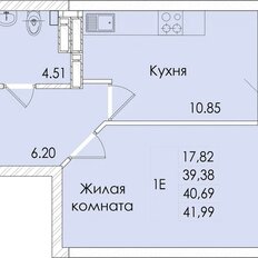 Квартира 40,7 м², 1-комнатная - изображение 3